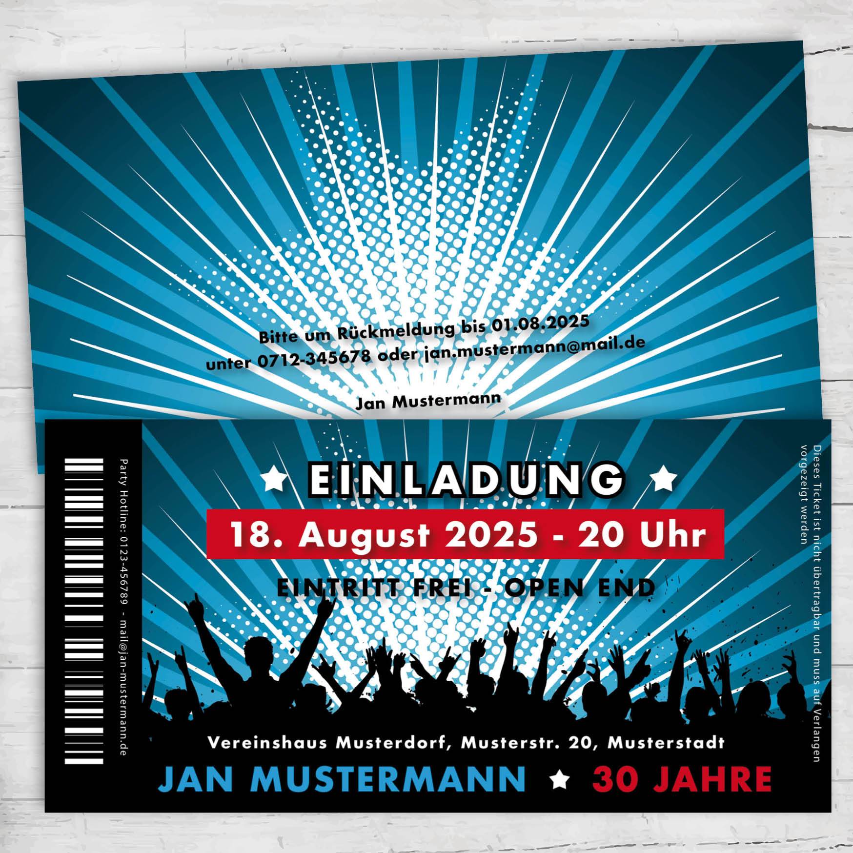 Einladung zum 30. Geburtstag: Ticket Individuelle Einladung